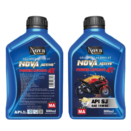 DẦU NHỚT XE MÁY – XE SỐ – SJ 15W40 – 0.8 LÍT– NOVA ACTIVE+