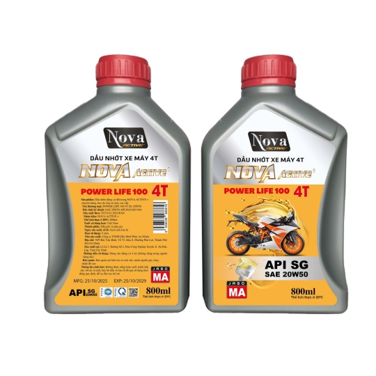 DẦU NHỚT XE MÁY – XE SỐ – SG 20W50 – 0.8L LÍT– NOVA ACTIVE+