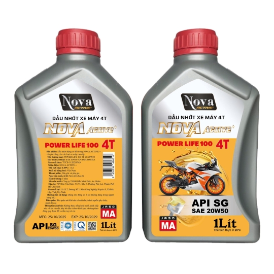 DẦU NHỚT XE MÁY – XE SỐ – SG 20W50 – 1L LÍT– NOVA ACTIVE+